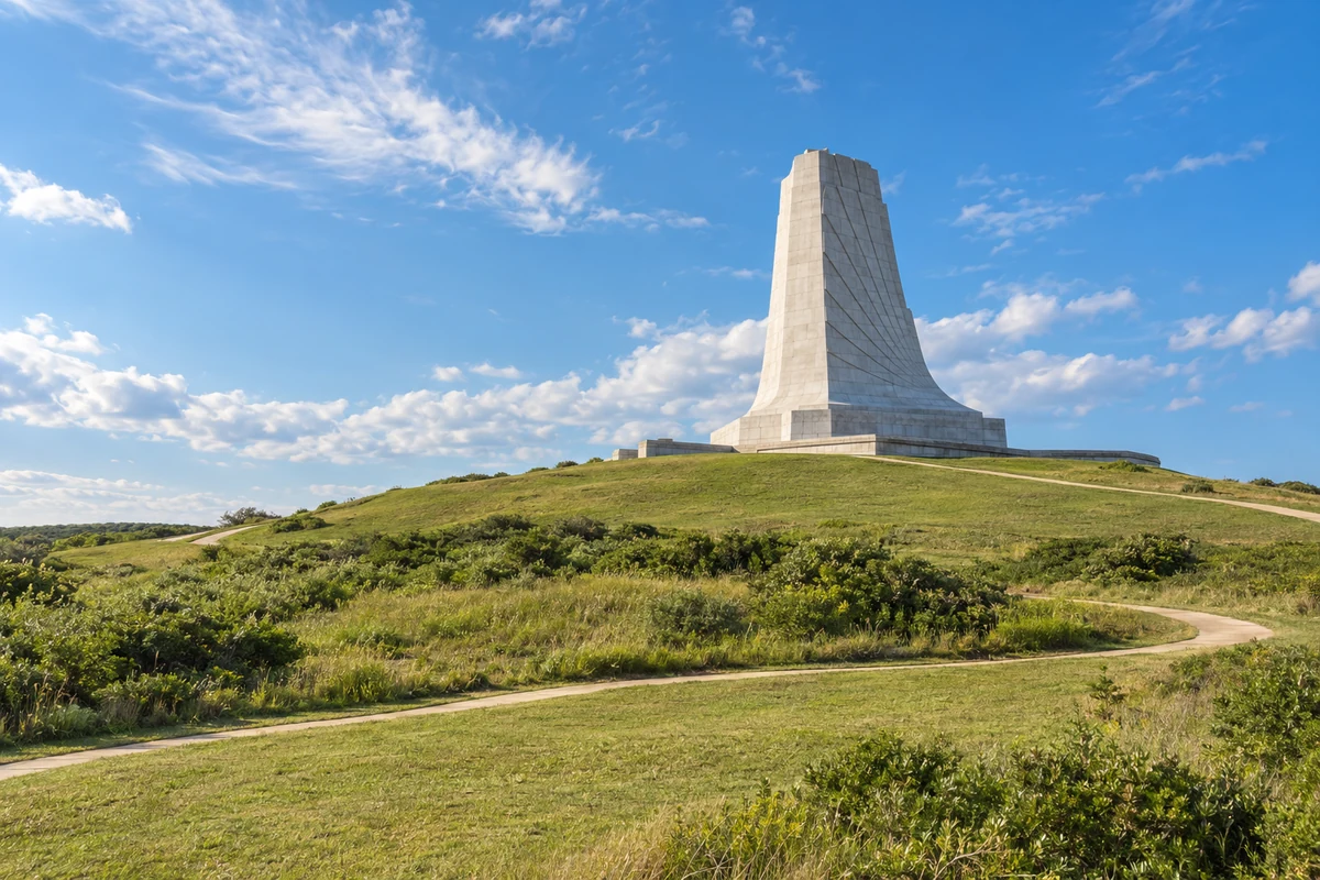 AI-created illustration of Kill Devil Hills and the Wright Brothers National Memorial setting.