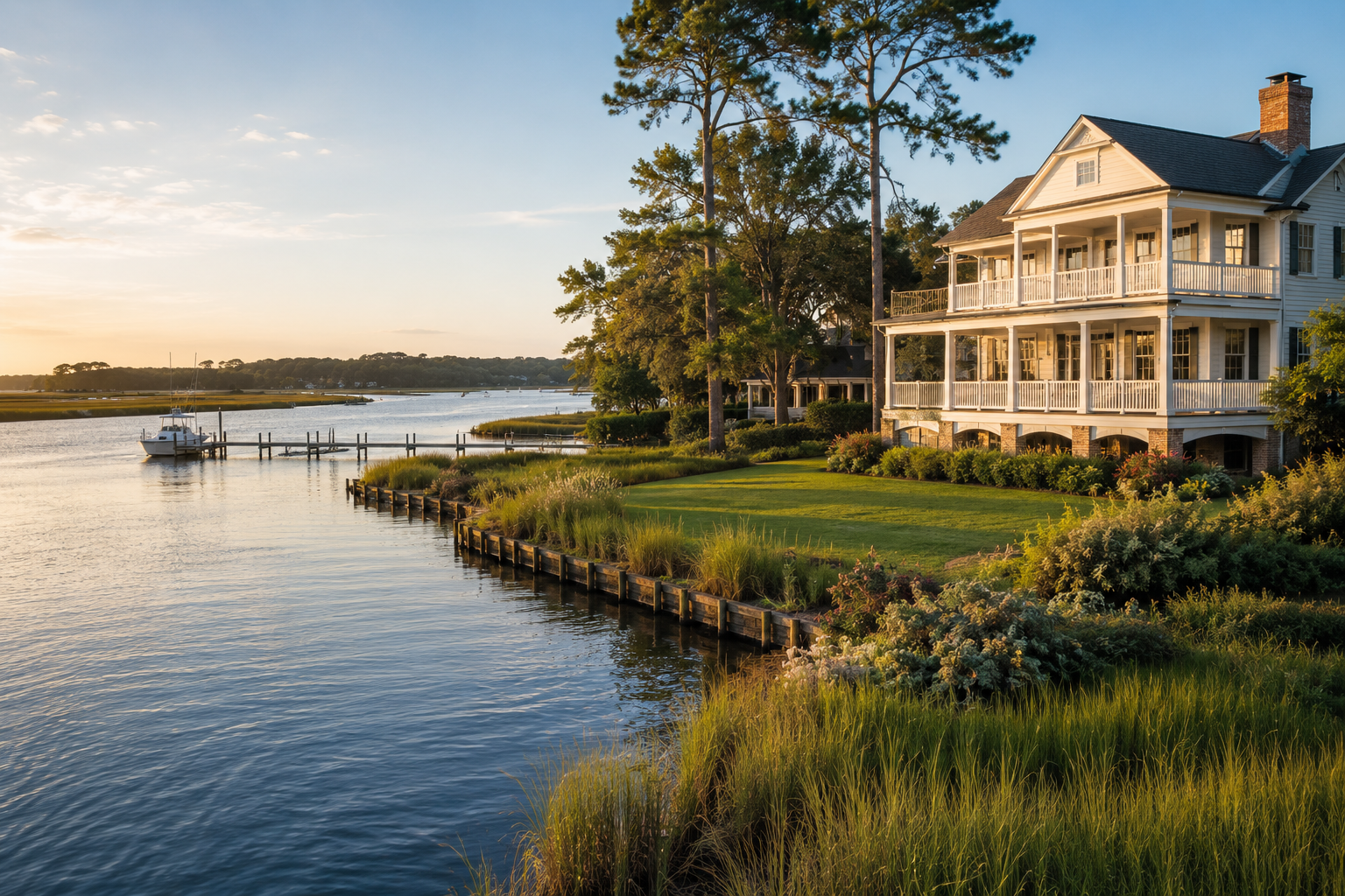 Manteo NC waterfront marina and historic town